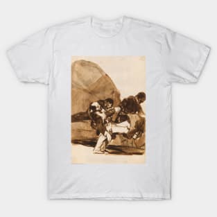 Three Men Carrying a Wounded Soldier, from the Images of Spain by Francisco Goya T-Shirt